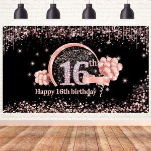 🌹Sweet 16th Birthday Banner Decoration